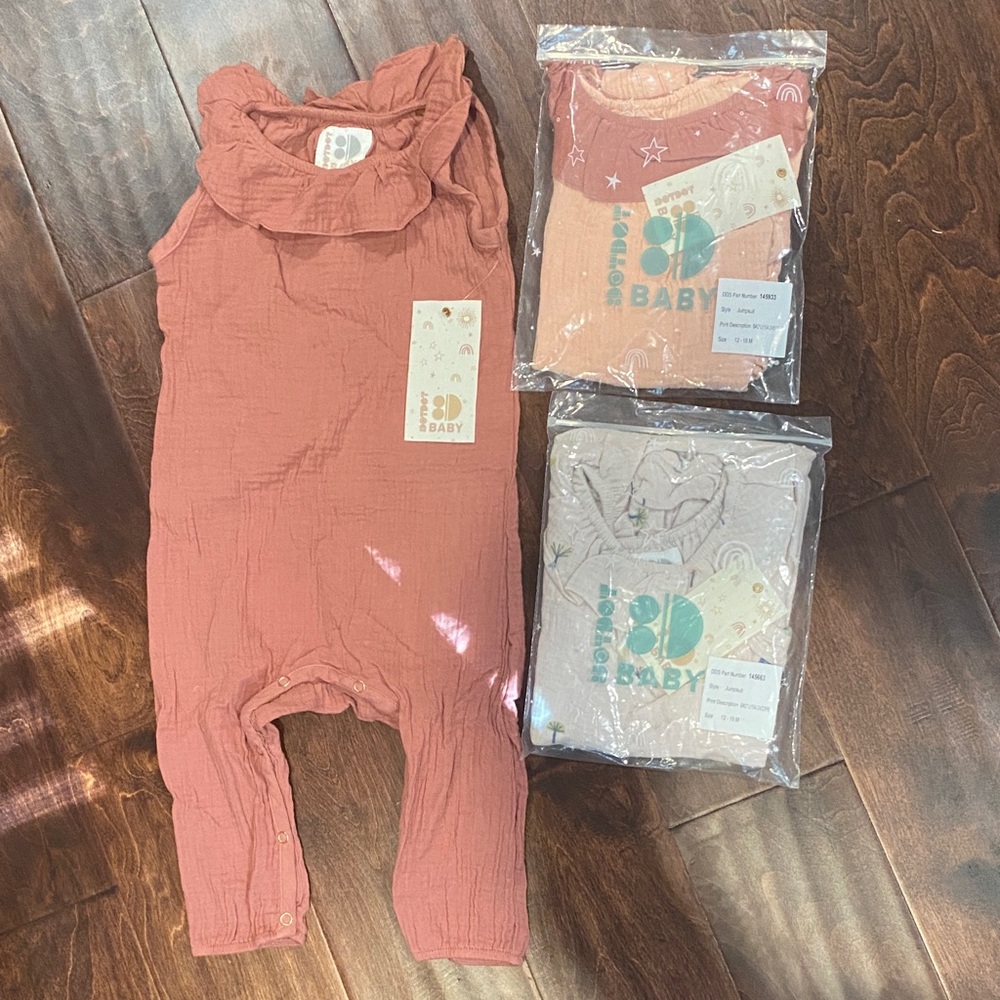 Dot Dot Baby Cotton Jumpsuit / Romper Lot of 3 12-18m NWT